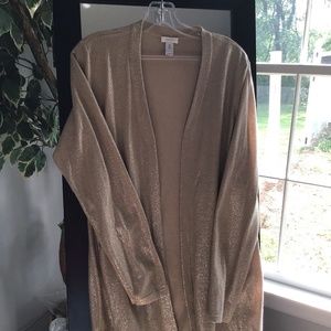 Metallic Gold Open Front Cardigan